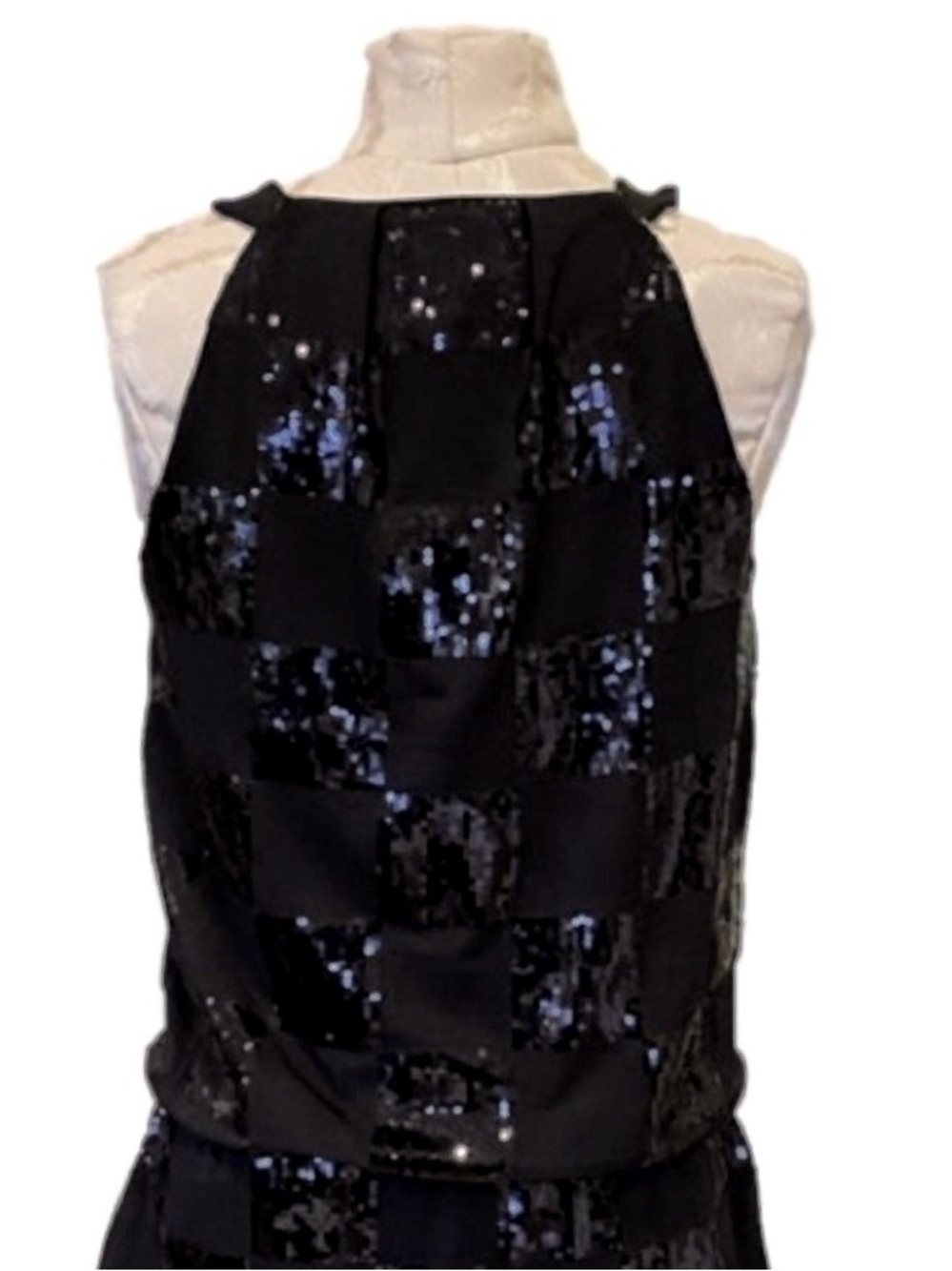WHBM Black Sequin Halter Sleeveless Party Top M NWT Holiday Glam - Picture 6 of 11